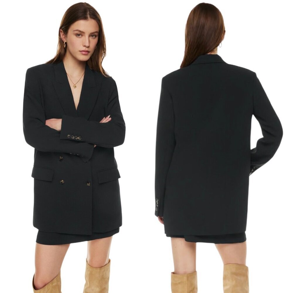 NWT Aritzia Wilfred Cherelle Black Oversized Blazer Sz S Double Breasted Career - Picture 2 of 14